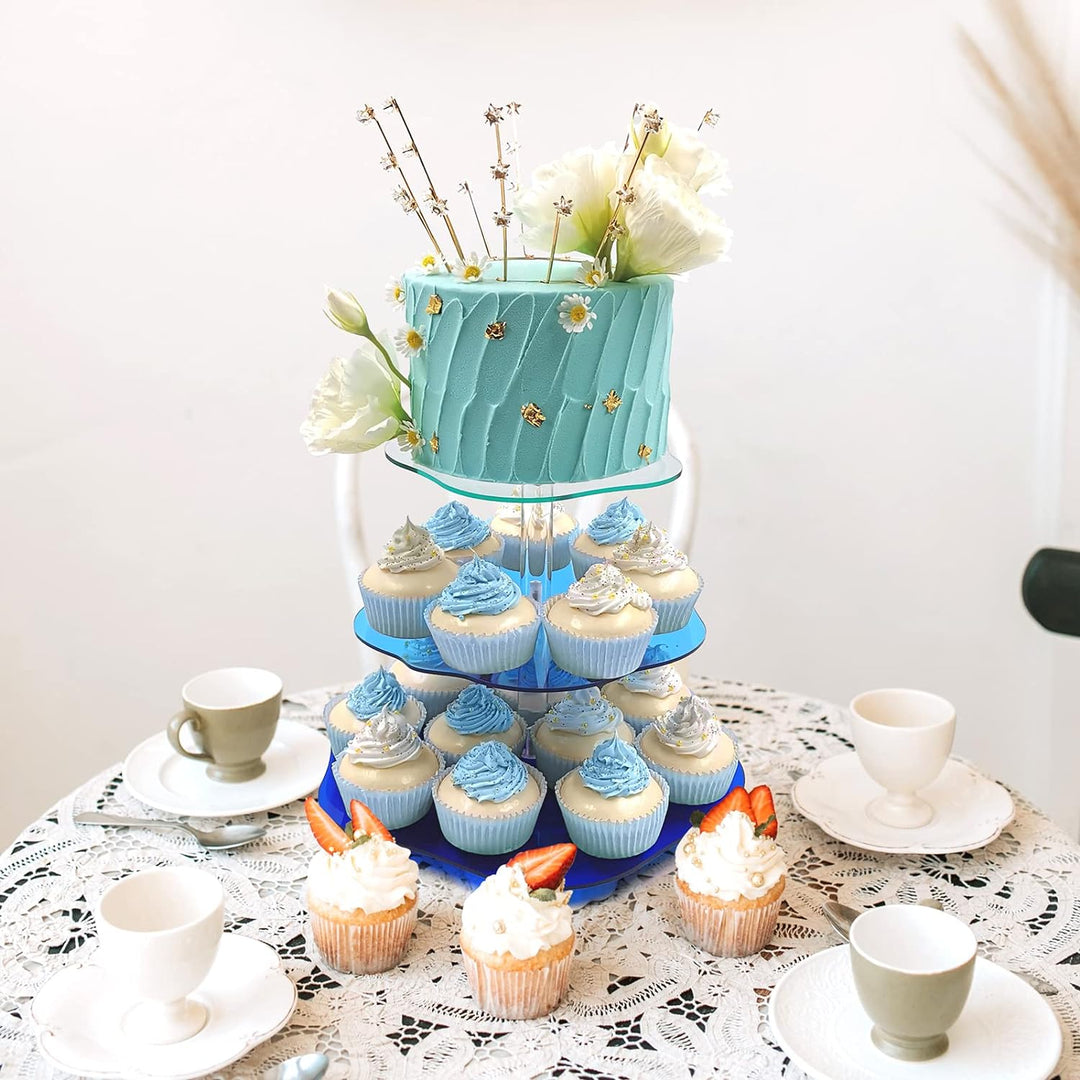 SNAILGARDEN 360º drehbar Cupcake Ständer,3-stöckig rotierender Kuchenständer,Nachmittagstee Party Se