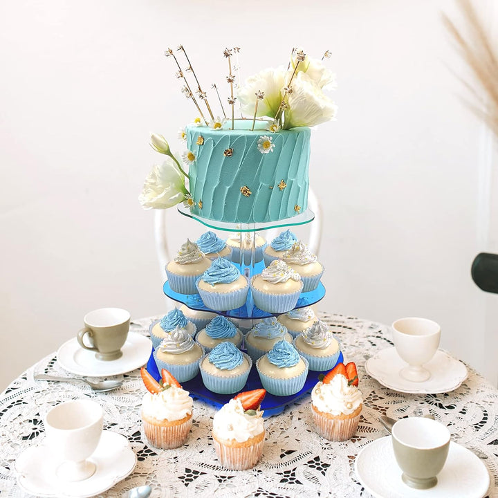 SNAILGARDEN 360º drehbar Cupcake Ständer,3-stöckig rotierender Kuchenständer,Nachmittagstee Party Se