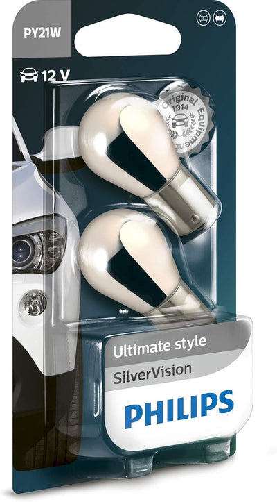 Philips automotive lighting 12496SVB2 Kugellampe PY21W SilverVision & WhiteVision ultra W5W Signalla