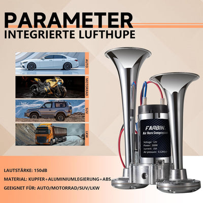 12V LKW Hupe Luft Horn, Super Laut Doppelrohr Lufthorn Elektrische Auto Air Horn-Kit für Alle Fahrze