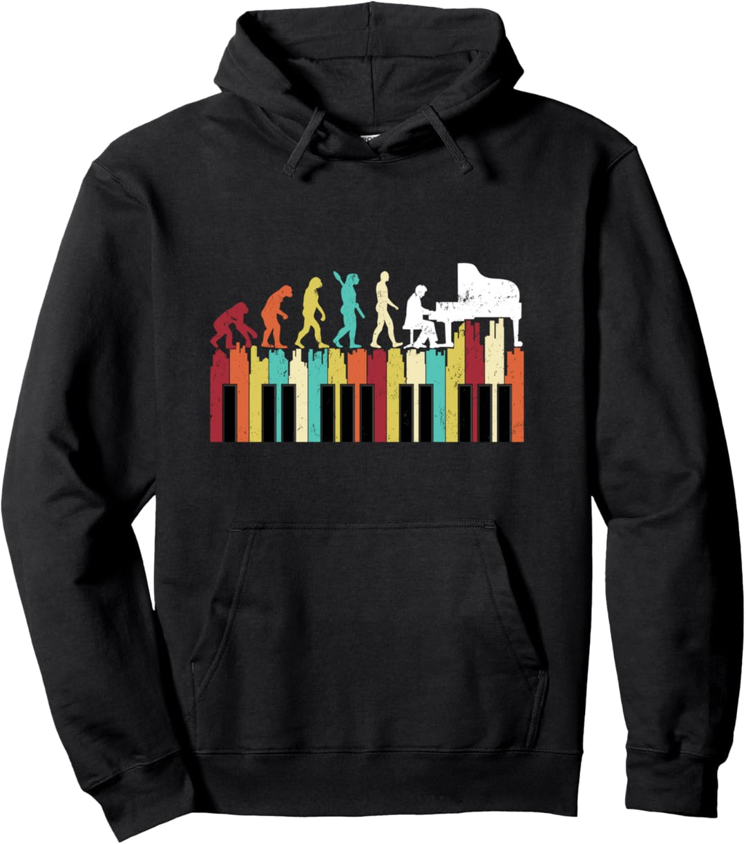 Vintage Retro Human Evolution Klavier für Männer Frauen Klavier Pullover Hoodie