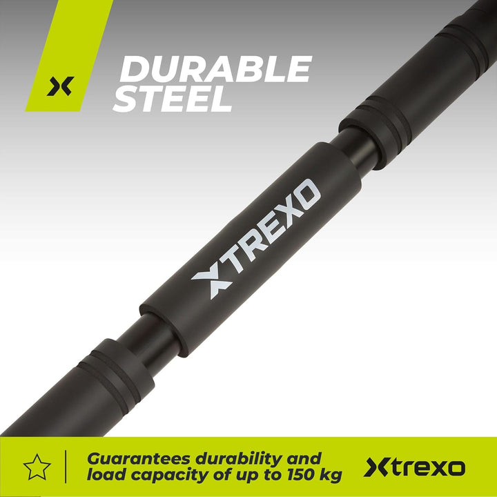 TREXO Klimmzugstange, verstellbare Länge 70–96 cm, grau Aus Stahl Max. Belastung bis 150 kg für Klim