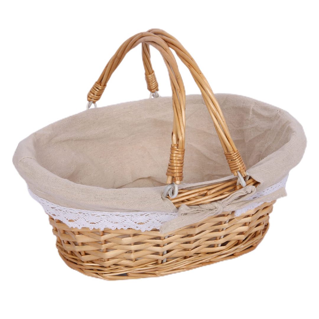 Weidenkorb mit Griff, gewebter Korb, klappbarer Griff, tragbarer Rattan-Picknickkorb, Servierkorb mi