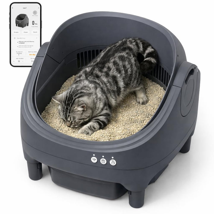 Selbstreinigende Katzentoilette mit App-Steuerung, Extra grosse Kapazität, Geruchsfrei, Automatische