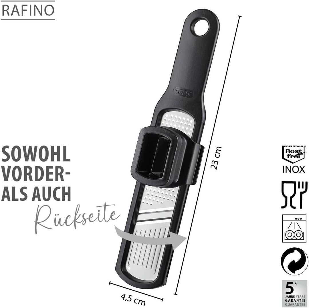 GEFU Knoblauchreibe RAFINO - kleine Handreibe für die Küche zum Hobeln und Reiben von Knoblauch, Ing