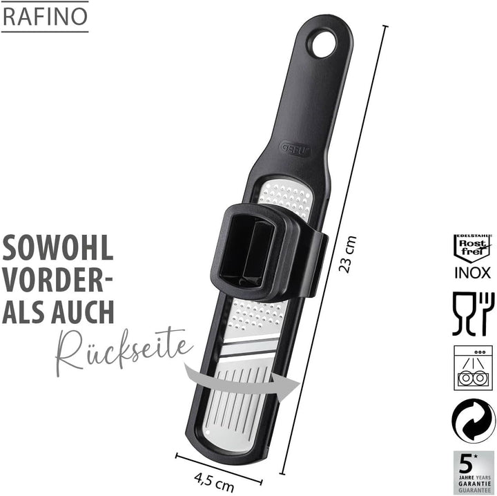 GEFU Knoblauchreibe RAFINO - kleine Handreibe für die Küche zum Hobeln und Reiben von Knoblauch, Ing