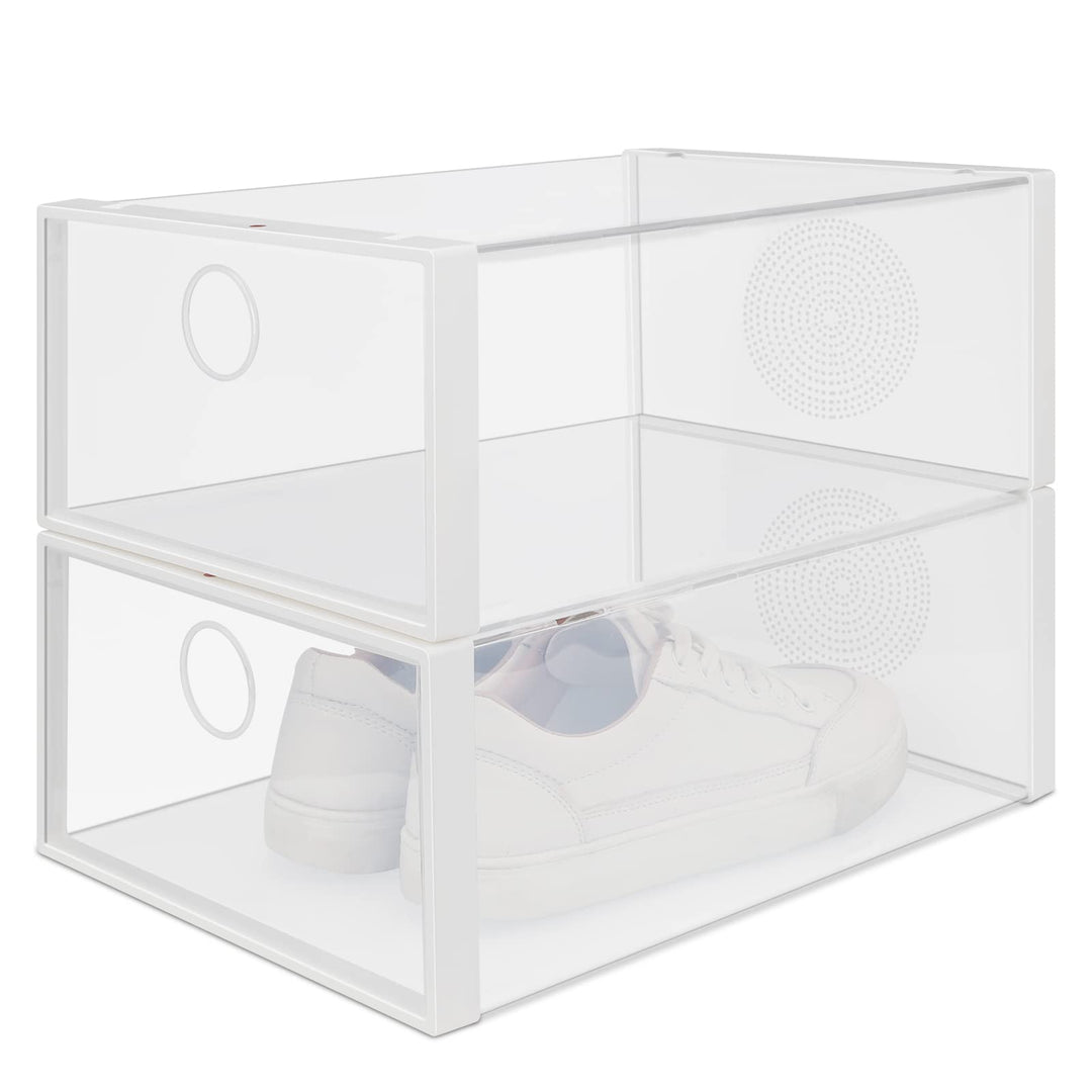 Schuhboxen 2 Stück Stapelbar Schuhaufbewahrung 33.5x23x13 cm Transparent Schuh Organizer Aufbewahrun