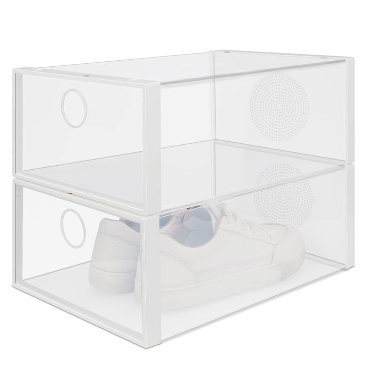 Schuhboxen 2 Stück Stapelbar Schuhaufbewahrung 33.5x23x13 cm Transparent Schuh Organizer Aufbewahrun
