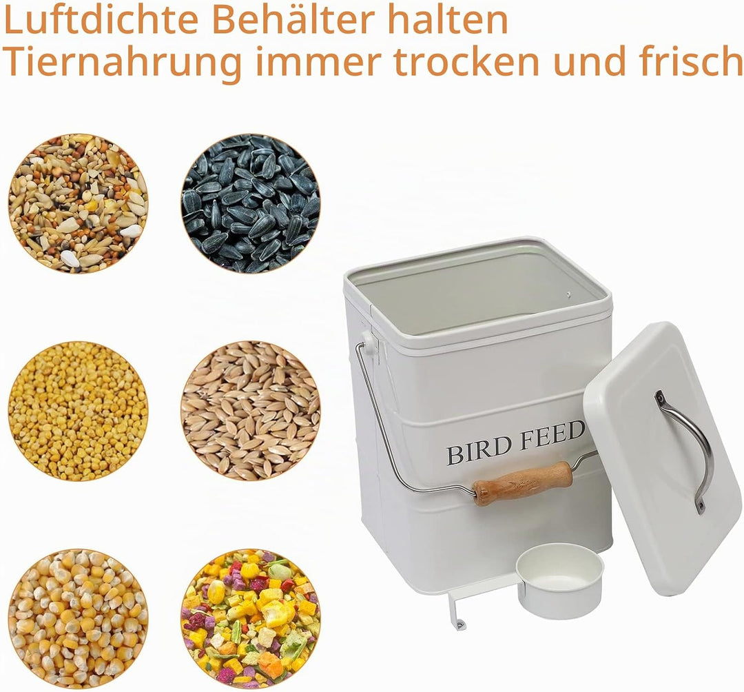 Geyecete Vorratsbehälter für Vogelfutter, Futtertonnen für Trockenfutter Mit Griff, luftdichter Behä