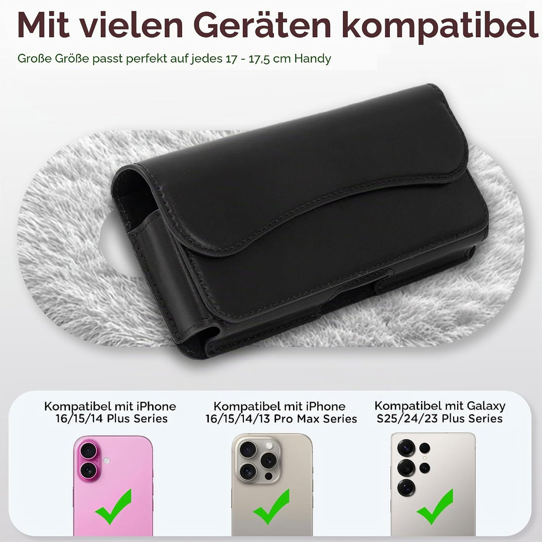 INGIDO Handy Gürteltasche Premium Leder Tasche mit Gürtelclip Handytasche für iPhone 15 Pro Max 14 P