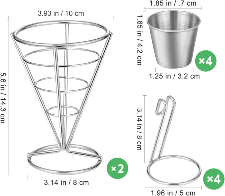 Hemoton 2 Stücke Pommeshalter Pommesständer mit Saucenschälchen Pommes Frites Halter Kegel Pommestüt
