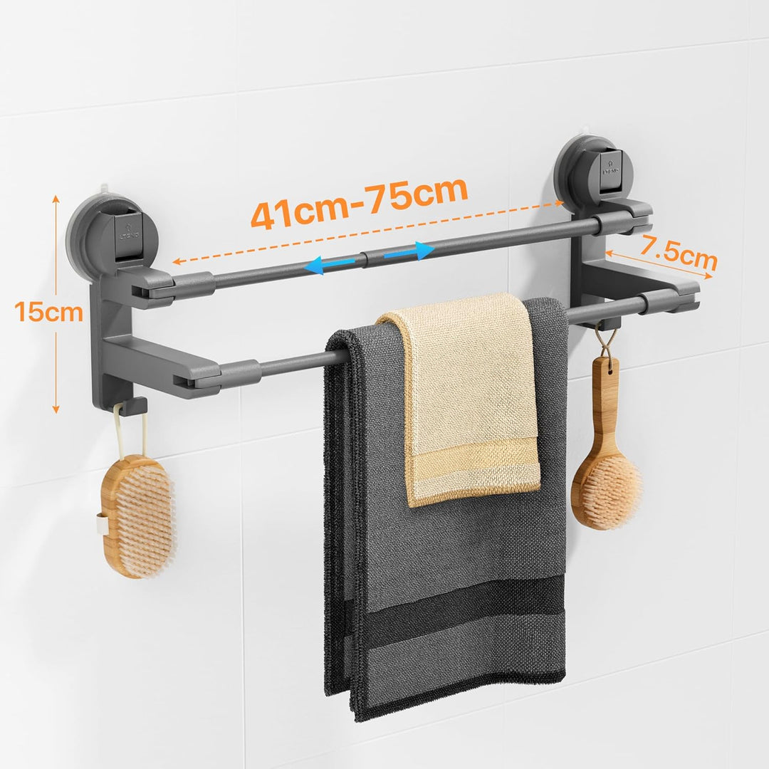 COCASES Handtuchhalter Saugnapf ohne Bohren Bad Handtuchstange Doppelt für Duschwand ohne Kleben Tow