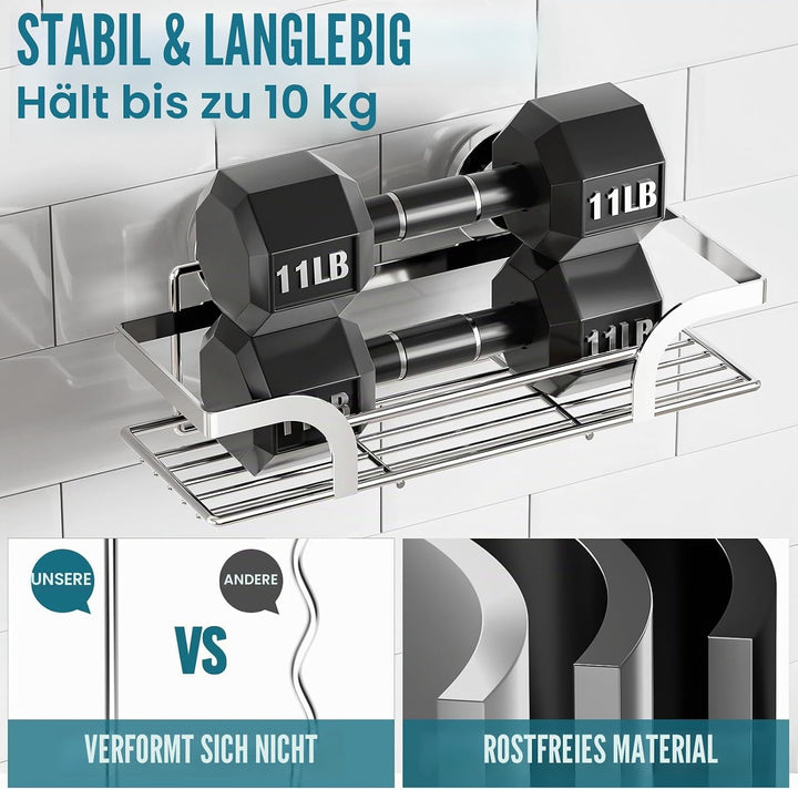 TAILI Dusch-Caddy mit Saugnapf, Robuster Badezimmerkorb, Badregale für innen, Edelstahl-Duschhalter,