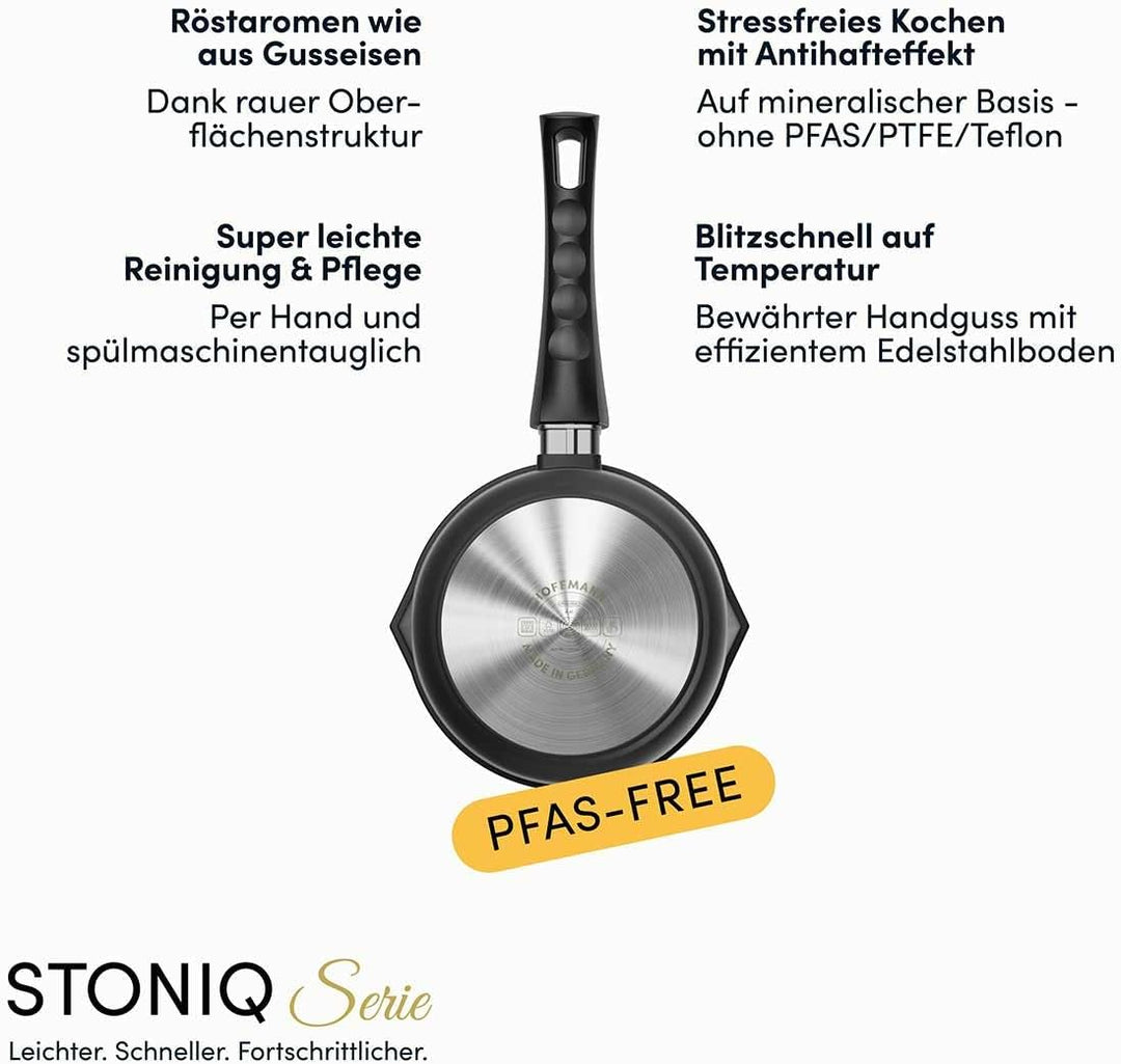 Hoffmann STONIQ Stieltopf Ø 18 cm | 2 Ausgiesser | Milchtopf | IQ-SHIELD PFAS-frei | Induktion | Mad