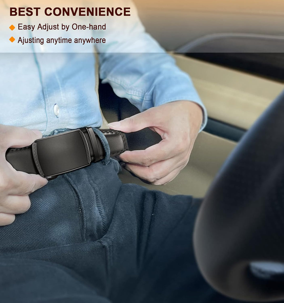 BULLIANT Gürtel Herren, Gürtel Ratsche Ledergürtel Automatikschliesse für Herren Anzug Business Klei