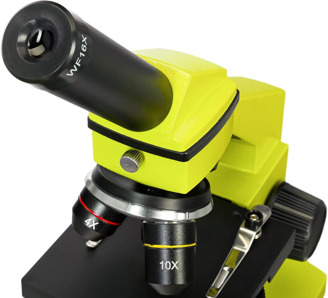 Levenhuk Rainbow 2L Plus Lime Kinder Heimlabor STEM-Set mit Tragbarem Biologischen Mikroskop mit 640