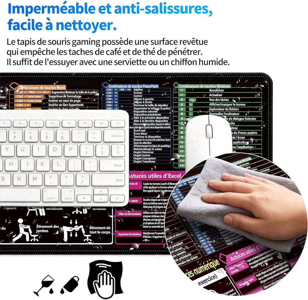 Tapis de Souris Excel, 900 x 400 mm, Tapis XXL, jeu antidérapant Pour le Bureau et la Maison, Gadget