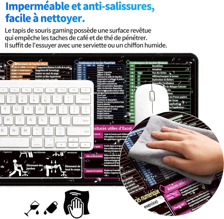 Tapis de Souris Excel, 900 x 400 mm, Tapis XXL, jeu antidérapant Pour le Bureau et la Maison, Gadget