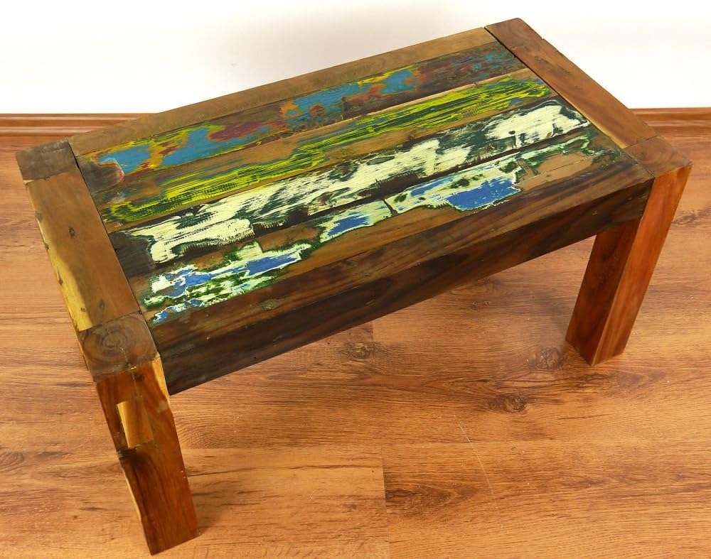 livasia Couchtisch | Recyceltes buntes Bootsholz | Wohnzimmertisch | Java Designer Möbel aus Bootsho