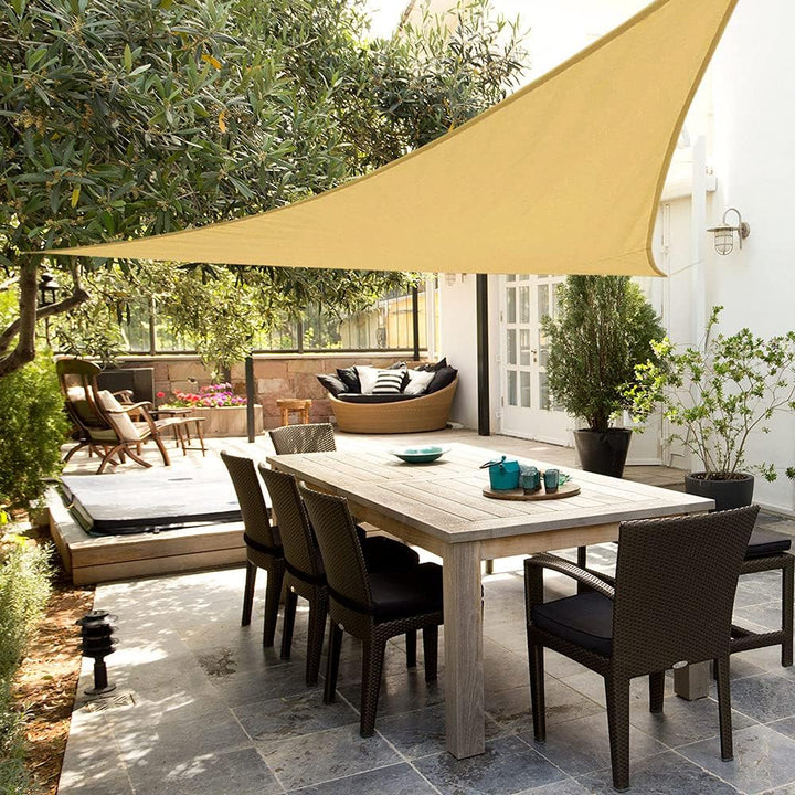 Aktive Dreieckige Sonnensegel für Garten, Polyester, 5 x 5 x 5 m, Creme (COLORBABY 53909) cremefarbe
