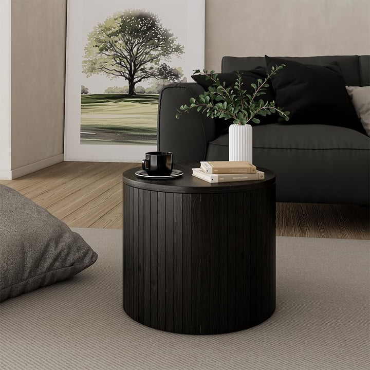 Vicco Couchtisch Tavilo, Eiche/Schwarz, 38 x 38 cm, mit Liftfunktion und Abnehmbarer Seitenwand Oak/