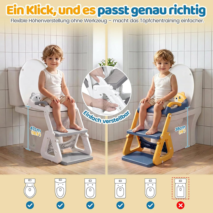 Orzbow Toilettensitz Kinder mit Treppe, Stabil Kinder Toilettensitz mit Dreiecksstruktur, Verlängert