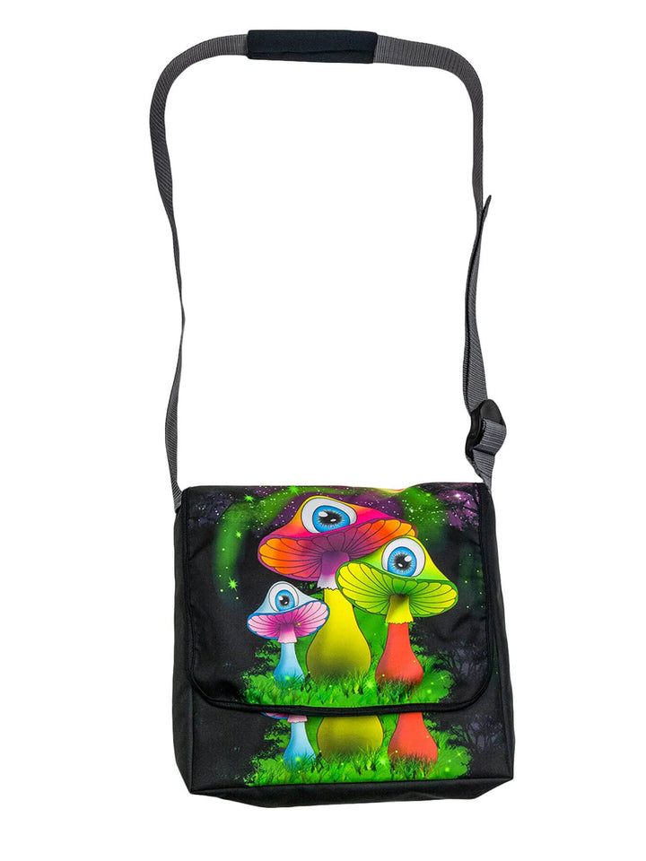 PSYWORK Schwarzlicht Umhänge Tragetasche Neon Redmoon Mushrooms Neon UV-aktiv wasserabweisend