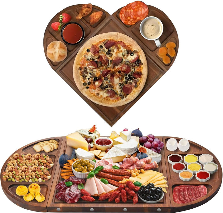 YUANQIAN Magnetisches Akazienholz-Charcuterie-Brett, gross, 66 cm x 33 cm, Käsebrett, Splice-Servier