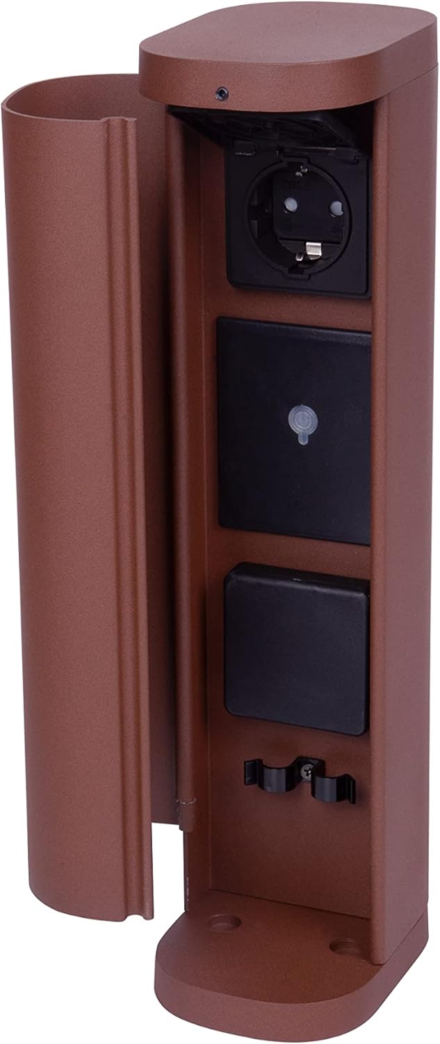 BOLD 19493 VOLO smarte Garten Steckdose aussen (Steckdosen-Säule) Rostfarben (2x Schuko | Smart Home