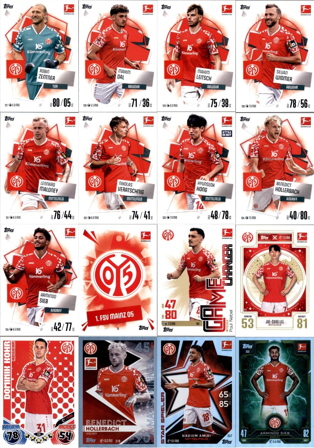 Bundle mit Topps Match Attax Bundesliga - 2025/26 - Mannschaftspaket - 1. FSV Mainz 05 + Exklusive C