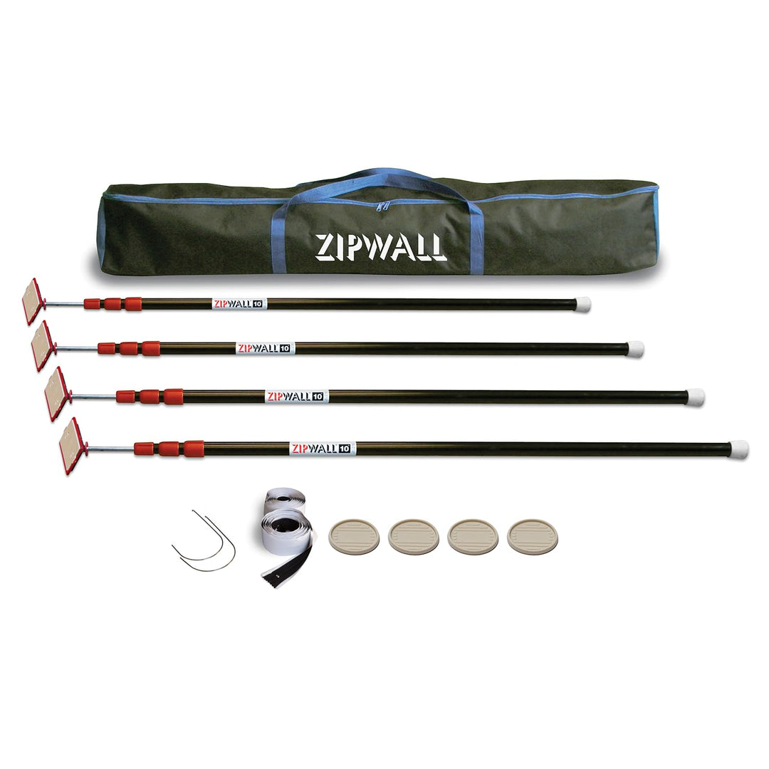 ZipWall ZP4 ZipPole Stangen für Staubschutzvorrichtung, 3 m, federbelastet, 4 Stück 3,0 m lange Stan