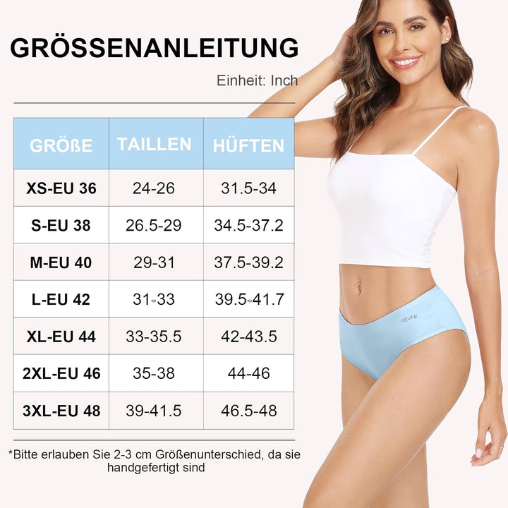 Anqier Unterhosen Damen, 6er Pack Baumwolle Panties Atmungsaktiv Slips Damen Bequeme Hipster Frauen
