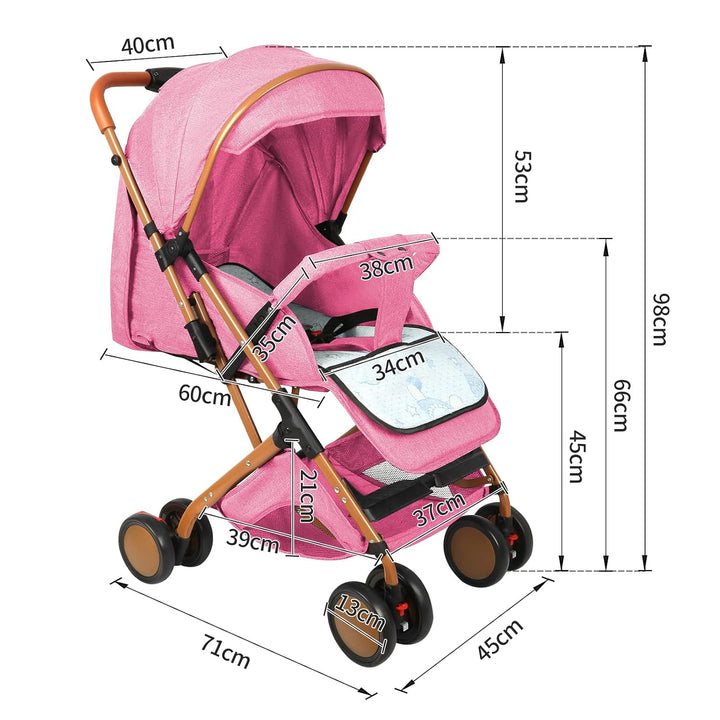 OHMG Kinderwagen für Babys, 0 – 3 Jahre, Traglast 25 kg, mit verstellbarer Rückenlehne und Fussstütz