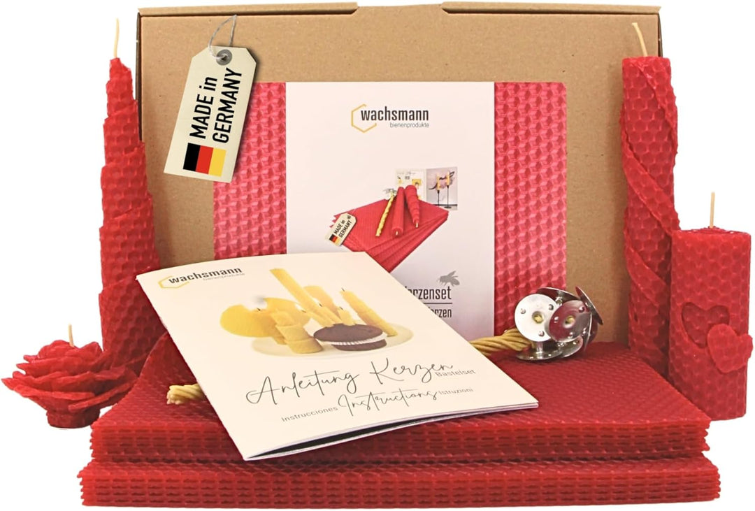 Wachsmann DIY Bienenwachs Kerzen Bastelset – Starterset für 10 Kerzen in vielen Farben – 100% reines