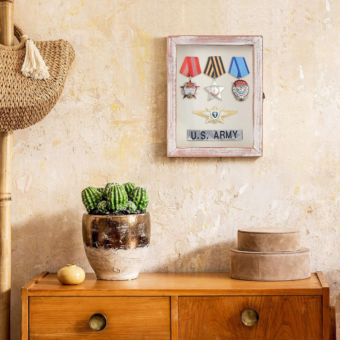 TJ. MOREE Shadow Box Rahmen 8 x 10 Blume Shadowbox Display Case Bilderrahmen mit Leinen zurück Memor
