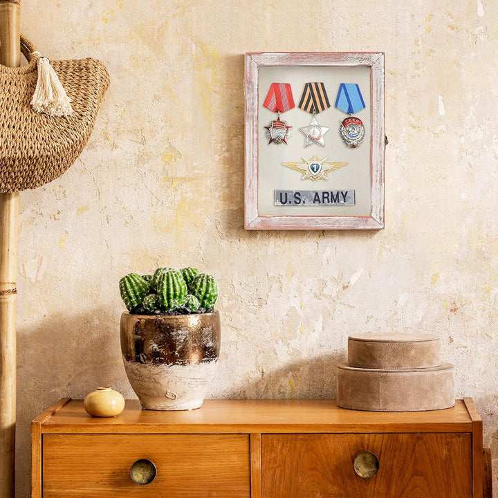 TJ. MOREE Shadow Box Rahmen 8 x 10 Blume Shadowbox Display Case Bilderrahmen mit Leinen zurück Memor