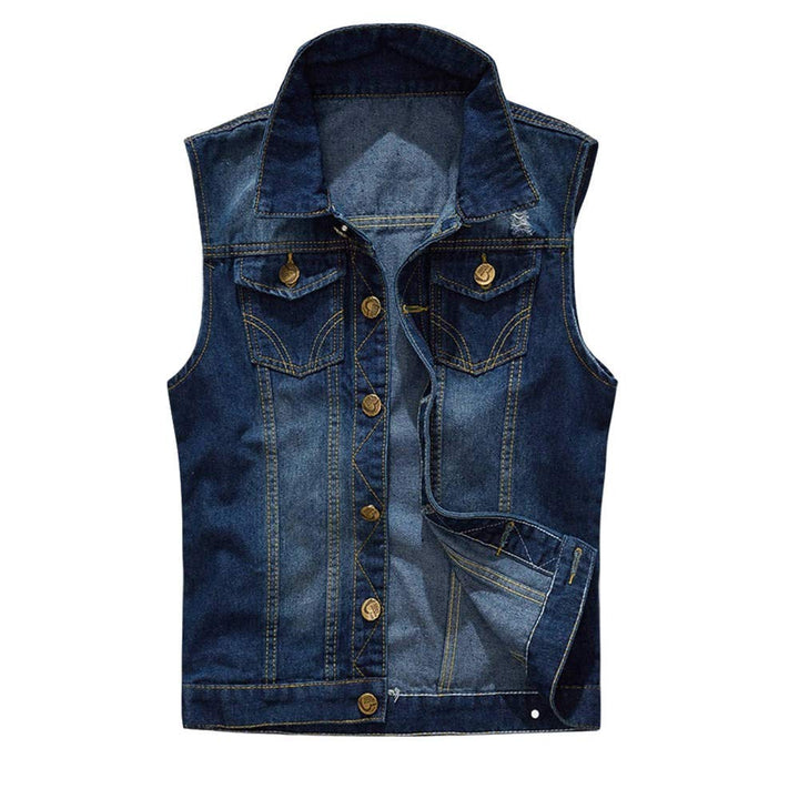 YOUTHUP Weste Herren Denim Casual Zerrissen Jeansweste Outdoor Vintage | Freizeitweste, Ärmellose, A