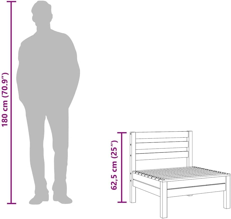 vidaXL Garten Mittelsofas 2 STK., Modular Gartenmöbel, Sofa Lounge Sessel für Garten Terrasse Balkon