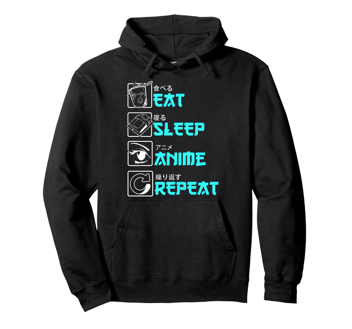 Cooles Anime Kinder Damen Herren Eat Sleep Anime Repeat Pullover Hoodie