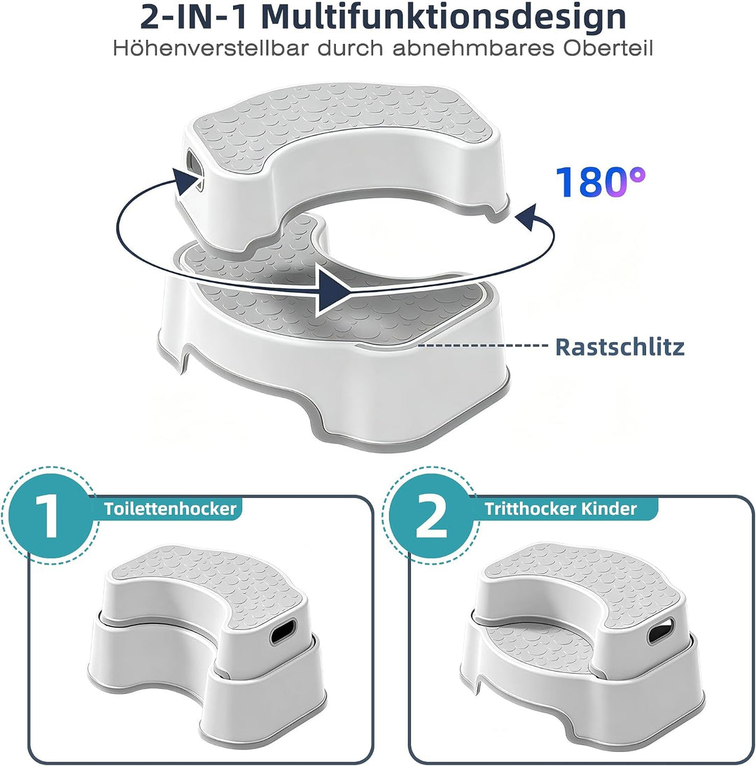 Toilettenhocker für Erwachsene, Tritthocker Kinder 2 Stufen