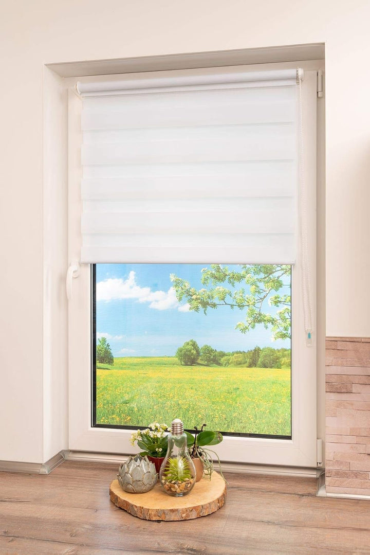 K-home 517667-6 Klemmfix Doppelrollo Madrid ohne Bohren Weiss 90 x 150 cm (B x L), Weiss 90 x 150 cm