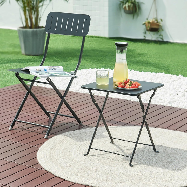 [en.casa] Campingtisch Vegårshei Klapptisch Gartentisch Stahl klappbar quadratisch Outdoor-Tisch fal