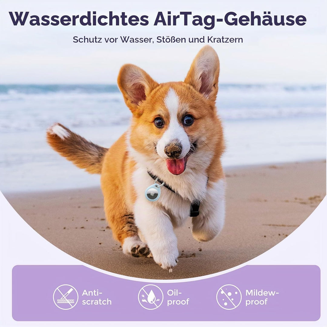 UNBREAKcable 360° Schutzhülle für AirTag [4er-Pack], TPU Vollschutz Schlüsselanhänger mit 304 Edelst