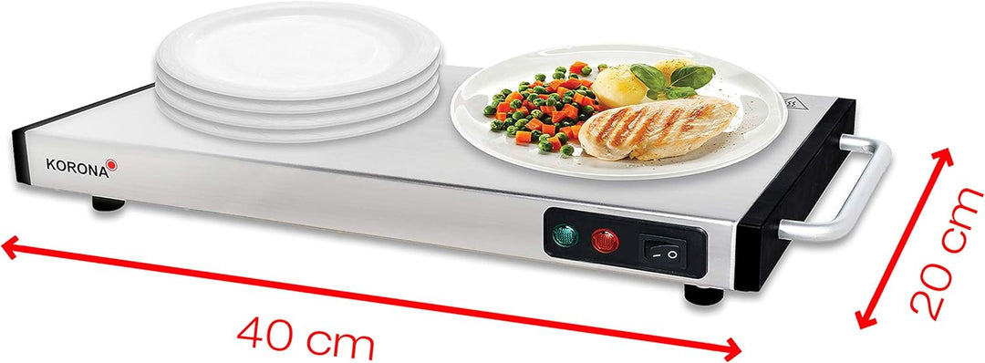 Korona 59500 Warmhalteplatte 1100 Watt max. zum Warmhalten von Speisen | kabellos nutzbar | 40 x 20
