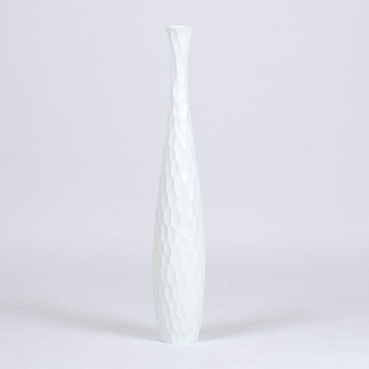 Leewadee Grosse Bodenvase für Dekozweige hohe Standvase Design Holzvase, Holz, 70 cm, Weiss 70 cm We