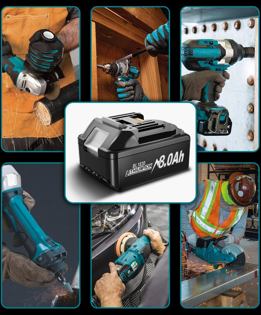 2026 Upgrade 2 Stück 8.0Ah/8000mAh BL1830 Batteries Ersatzakku für makita 18V Akku BL1830B BL1840 BL
