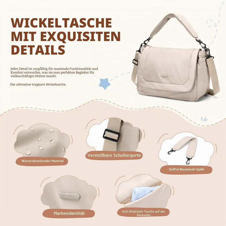 22L Puffer Wickeltasche Tragetasche, grosse Kapazität Baby Wickeltasche Reisetaschen Umhängetasche K