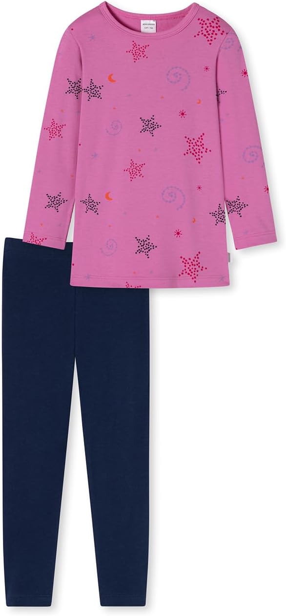 Schiesser Mädchen Schlafanzug Nachthemd mit Leggings lang - 100% Organic Bio Baumwolle - Grösse 92 b