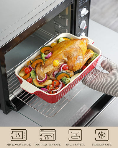 MALACASA, Serie Bake.Bake, Auflaufform gross 37.5 cm mit 3 Liter für 4-6 Personen, Keramik Auflauffo