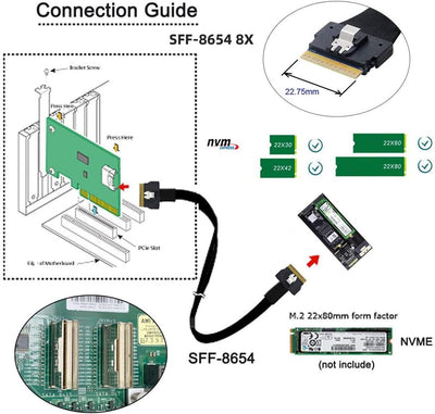 NFHK Dual Slimline SFF-8654 8X 4 NVME auf PCIE Express 3.0 4.0 Raid Card VROC Raid0 Hyper Adapter Du